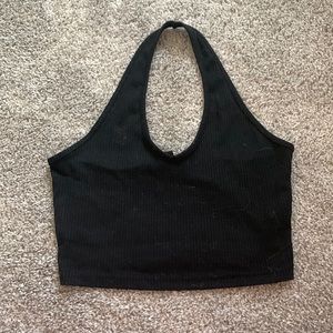 Black cropped halter top